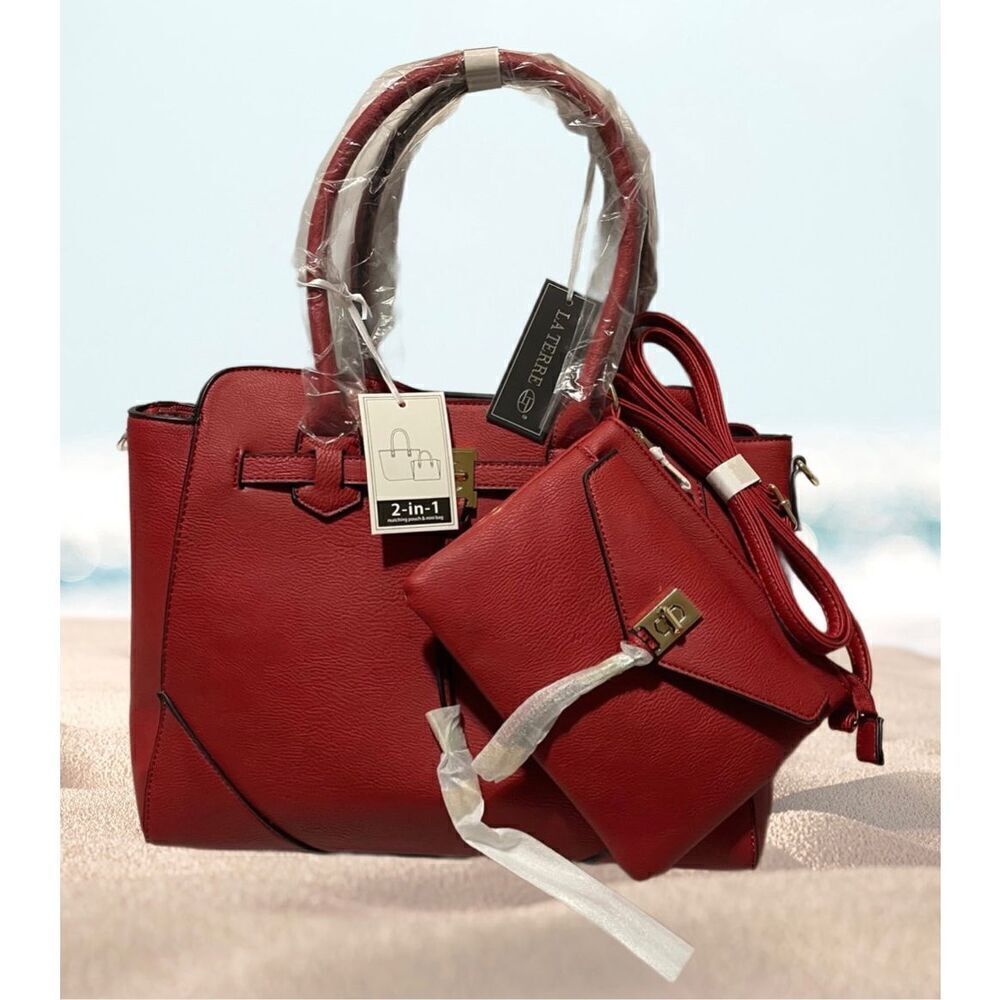 LaTerre vegan 2-n-1 Red handbags